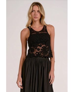 Elan Blake Crochet Tank Top - Black