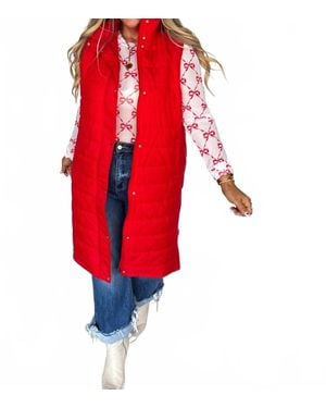 Blakeley Kendall Long Puffer Vest - Red