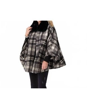 Coco + Carmen Dover Wrap With Faux Fur Collar - Black