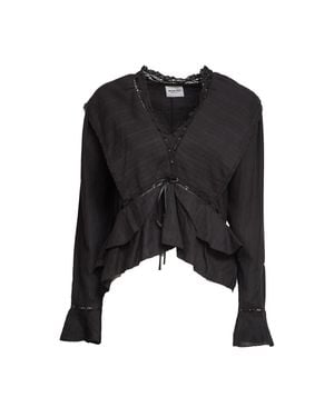 Isabel Marant Damienne Ruffled Asymmetric Cotton Blouse - Black