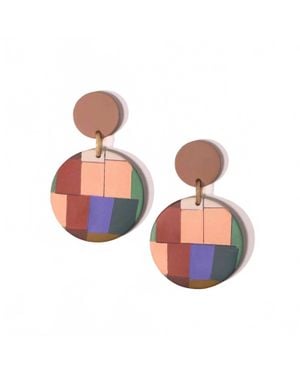 SUNSHINE TIENDA Rancher Circle Stripe Earrings - Multicolor