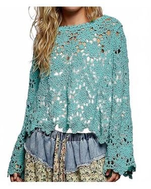 Pol Crochet Oversized Chenille Sweater - Green