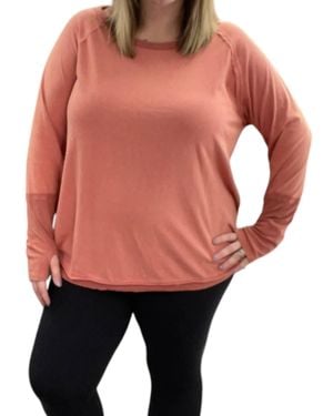 White Birch Washed Thumb Hole Top - Red