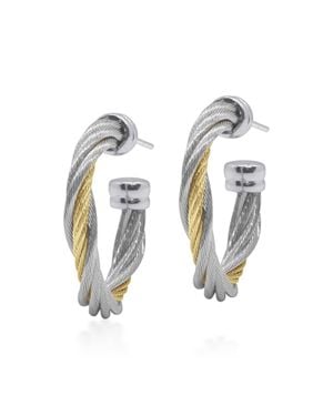 Alor Petite Modern Twist 3/4" Hoop Earring - Metallic