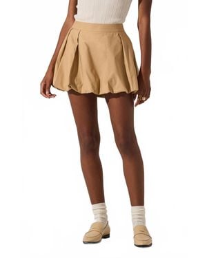 Astr Toini Pleated Bubble Mini Skort - Natural