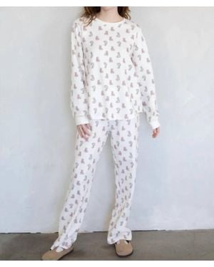 Things Between Cozy Teddy Thermal Rib Lounge Set - White