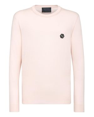 Philipp Plein Pullover Round Neck Ls Iconic Plein - Pink