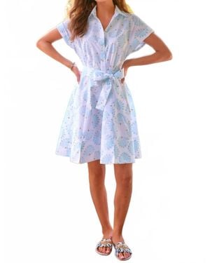 Finley Mended Peacock Print Short Chantal Dress - Blue
