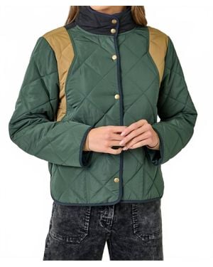 Mystree Color Block Padded Jacket - Green