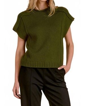 Elan Crew Neck Cap Sleeve Sweater - Green