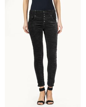 Bianco Baby Cord Open Hem Jeans - Black