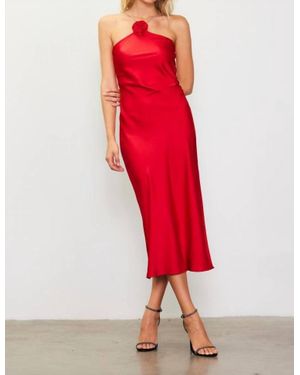 Skies Are Blue Vanessa Diamante Strap Satin Slip Halter Dress - Red