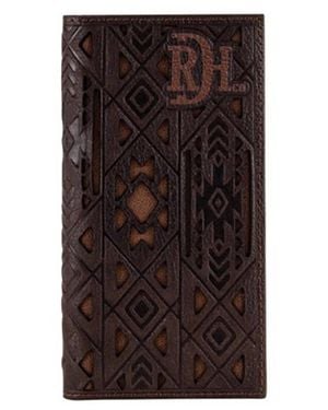 Red Dirt Hat Co. Genuine Aztec Tooled Rodeo Wallet - Brown