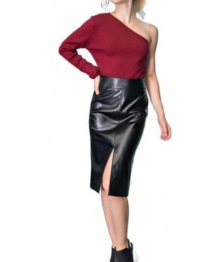 Eesome One Shoulder Sweater Top - Red
