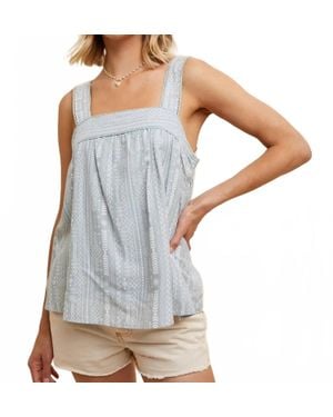 In-Loom Button Back Smock Tank - Blue