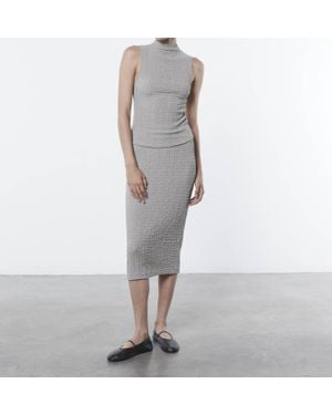 Enza Costa Puckered Pencil Skirt - Gray