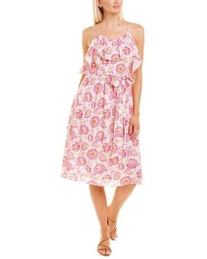 CELINA MOON Braided Strap Midi Dress - Pink