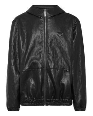 Philipp Plein Eco Leather Windbreaker - Black