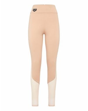 Philipp Plein Super High Waist Leggings Studs Iconic Plein - Natural