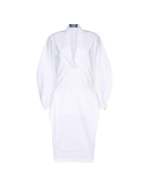 Jacquemus Structured Puffed Sleeve V-Neck Dress - White