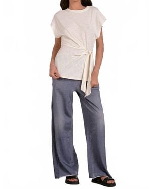 Elan Cap Sleeve Top With Side Tie - Blue