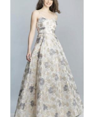 Dave & Johnny Strapless Floral Ballgown - Metallic