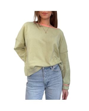 Wishlist Brushed Contrast Boat Neck Sweater - Green