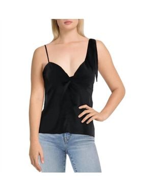Aqua Shora Knot Front Tie Shoulder Top - Black
