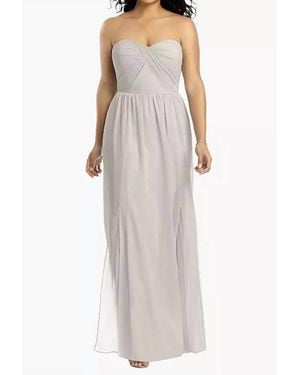 DESSY Strapless Draped Bodice Maxi Dress With Front Slits - Natural