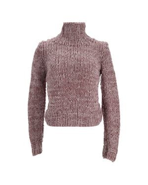 Ann Demeulemeester Cable Knit Turtleneck Sweater - Brown