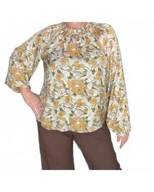 GRADE & GATHER Balloon Sleeve Blouse - Metallic