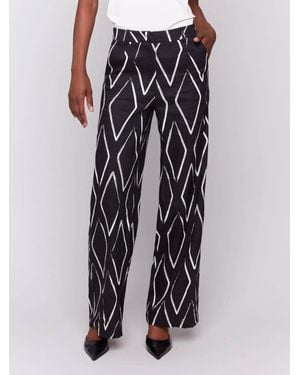 Charlie b Printed Pleated Pants - Black