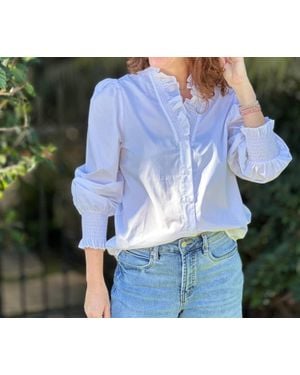 J joy Ruffle Collar Blouse - Blue