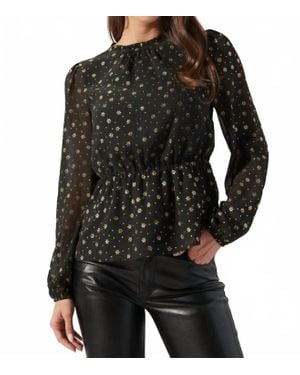 Sugarlips Chandra Floral Peplum Top - Black
