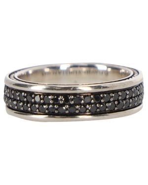 David Yurman Streamline Two-Row Band Ring With Diamonds - Metallic