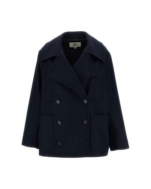 Barena Jack Double-Breasted Wool-Mohair Peacoat - Blue