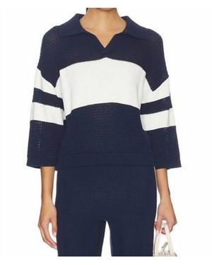 525 America Zuri Johnny Collar Mesh Rugby Pullover - Blue