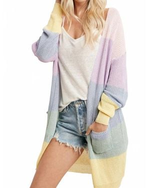 Bluivy Spring Color Blocked Open Front Cardigan - Multicolor