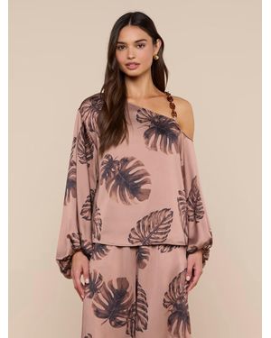 L'Agence Asami Chain One-Shoulder Blouse - Pink