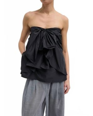 Tibi Italian Sporty Nylon Strapless Top - Black