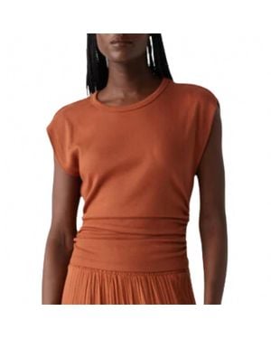 Michael Stars Joni Power Shoulder Tee - Brown