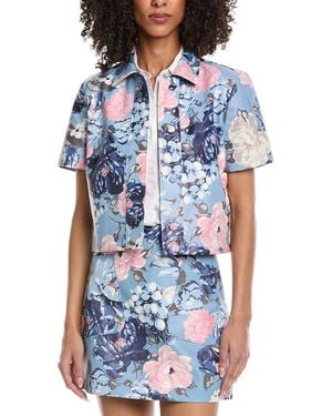 Laundry by Shelli Segal Cropped Printed Jacket - Blue