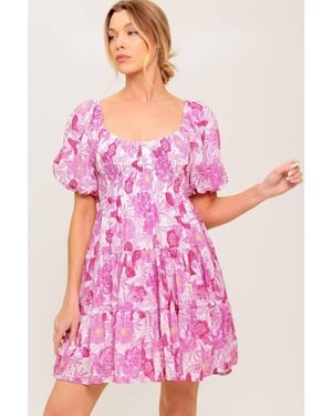 TRUEDAMES Meadow Rhythm Woven Eyelet Mini Dress - Pink