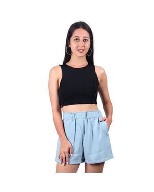 TRUEDAMES Comfy Chic Elastic Waist Shorts - Blue