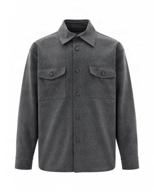 Paolo Pecora Shirt Jacket With Button Closure And Classic Collar - Gray