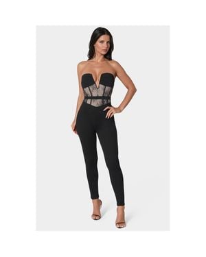 Bebe Lace Corset Catsuit - Black