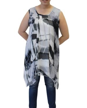 Tuva Collection Abstract Sleeveless Patchwork Top - Black