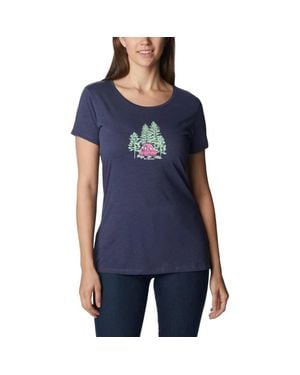 Columbia T-Shirt 1X Daisy Days Graphic Crew Neck Short Sleeve Gbo3282 - Blue