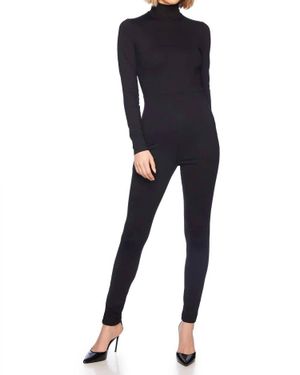 Susana Monaco Mock Neck Long Sleeve Jumpsuit - Blue