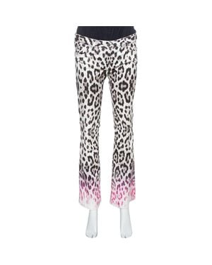 Roberto Cavalli Ombre Animal Print Cotton Flare Leg Jeans - Brown